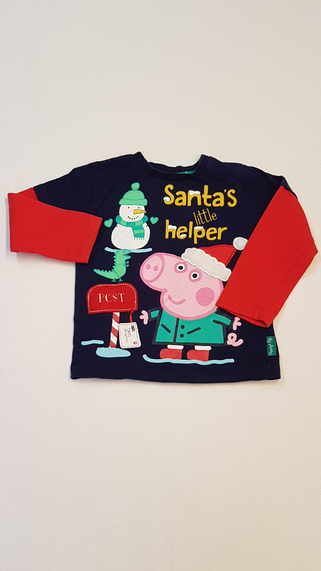 TU SANTA'S LITTLE HELPER,PEPPA PIGES KISFIÚ FELSŐ 92-98 Hover Image