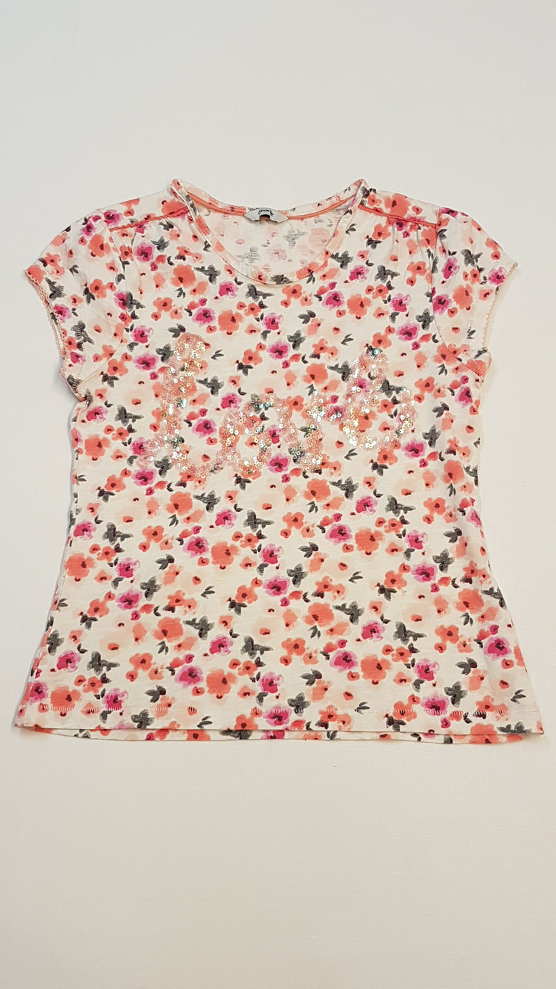 GEORGE APRÓVIRÁGMINTÁS,FLITTERES,LOVE FELIRATÚ KISLÁNY DIVAT PÓLÓ 152-158