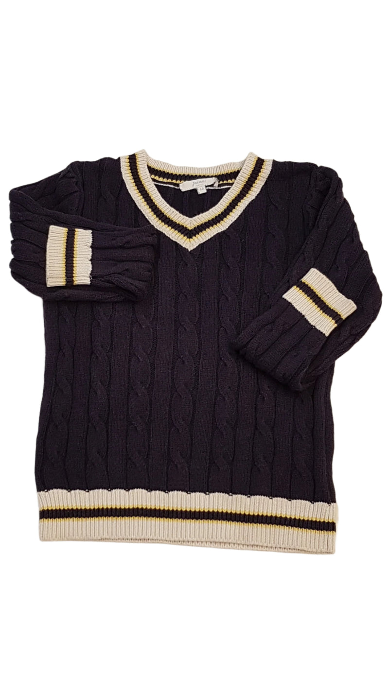 JACADI PARIS DESIGNER VASTAG KÖTÉSŰ KISFIÚ PULÓVER 116-122