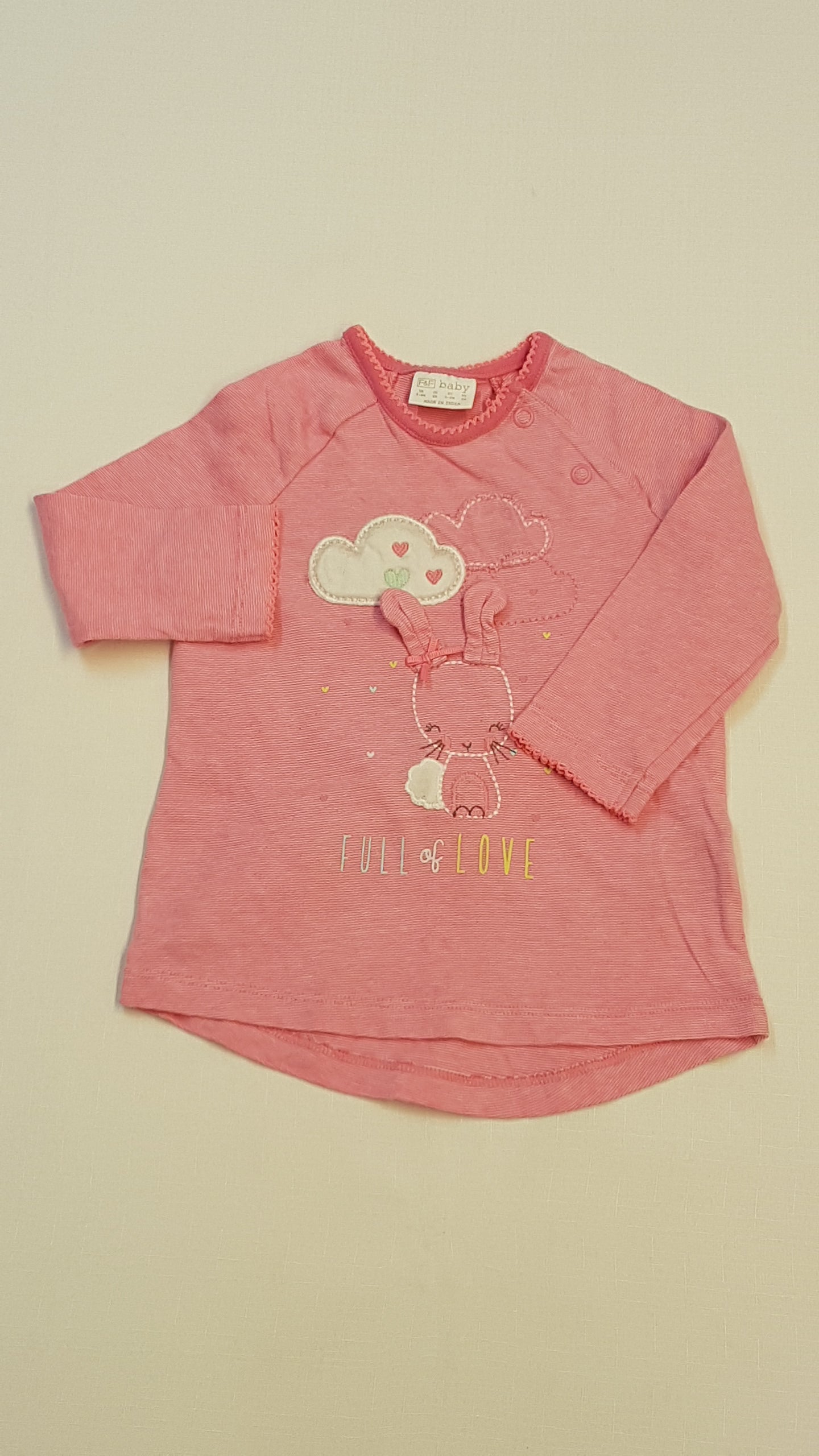 F&F BABY NYUSZIKÁS,FULL OF LOVE FELIRATÚ KISLÁNY FELSŐ 68