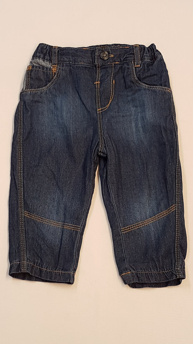 GEORGE PUHA TAPINTÁSÚ,KOPTATOTT,VÉKONY BÉLELT,KISFIÚ FARMERNADRÁG,GUMIS DERÉKRÉSSZEL 68-74 Hover Image