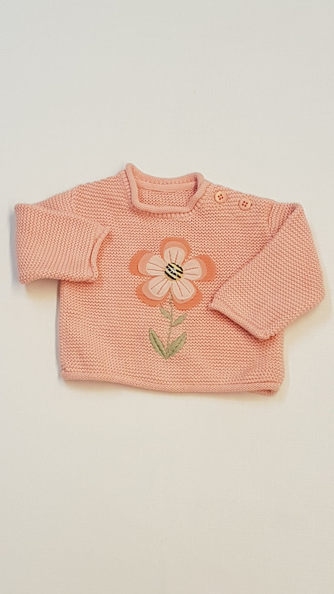 NUTMEG VASTAG KÖTÉSŰ,VIRÁGMINTÁS KISLÁNY PULÓVER 50 Hover Image