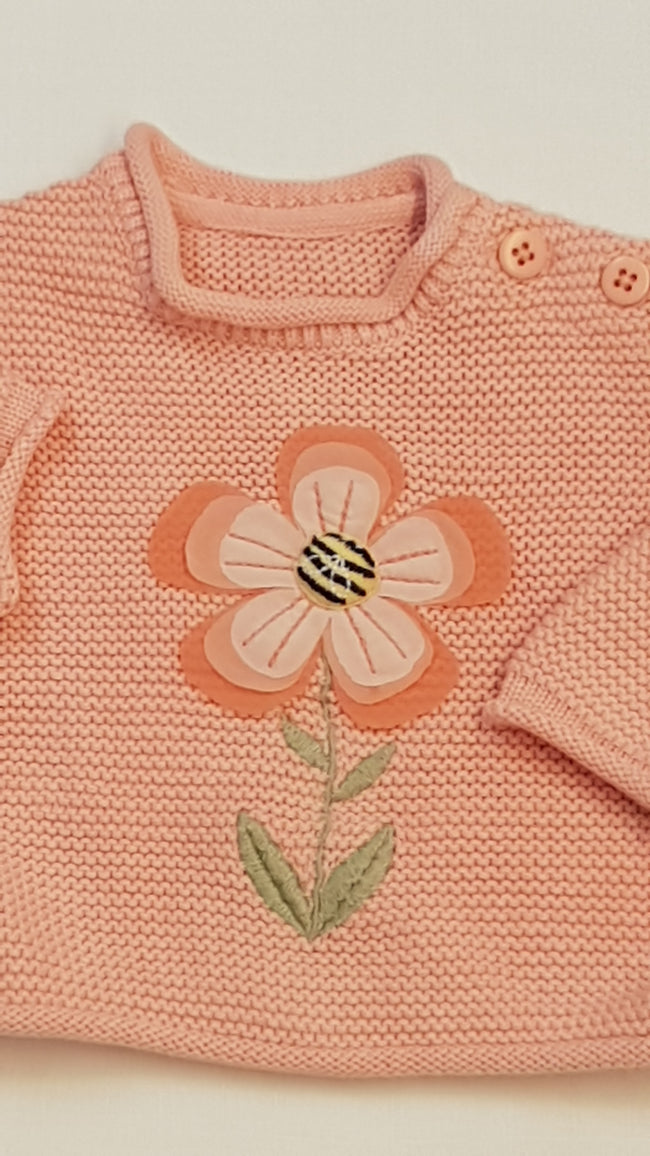 NUTMEG VASTAG KÖTÉSŰ,VIRÁGMINTÁS KISLÁNY PULÓVER 50 Main Image