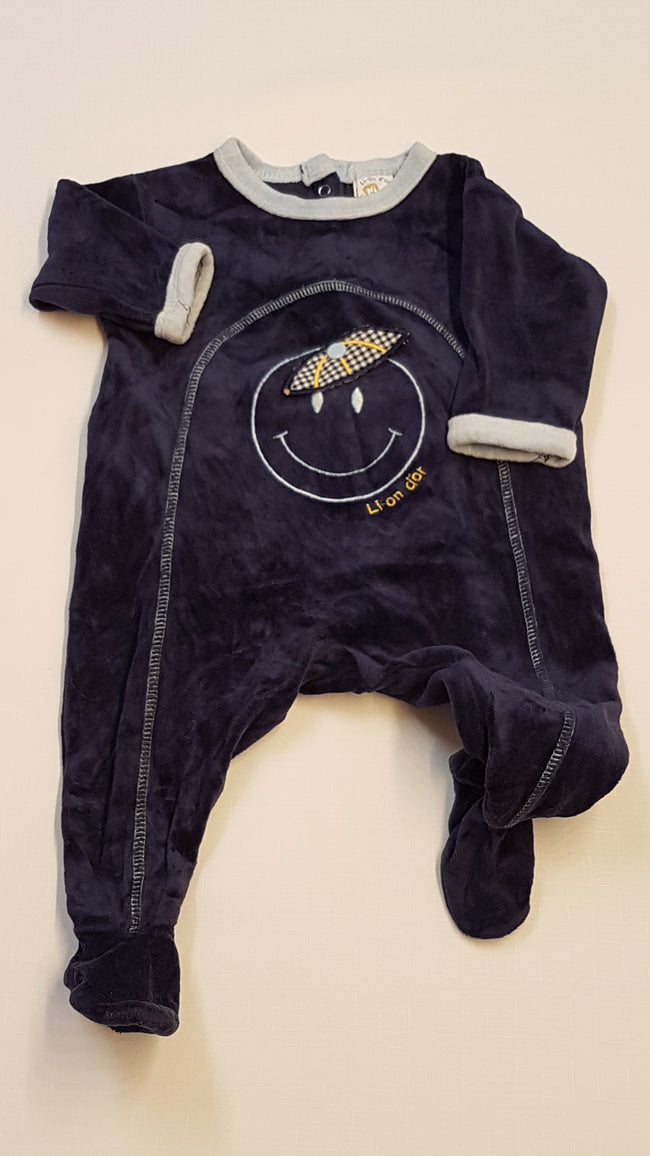 LI-ON D'OR DESIGNER SÖTÉTKÉK,MOSOLYGÓS FEJŰ KISFIÚ RUGI 74-80 Hover Image