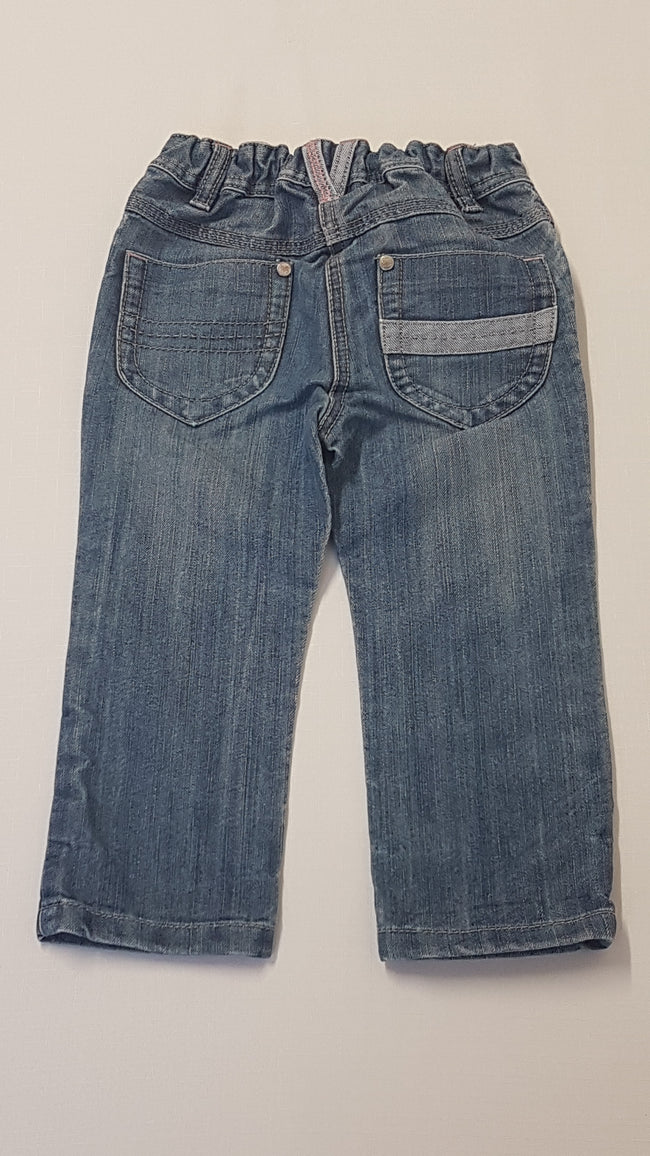 NEXT MINŐSÉGI KISLÁNY FARMERNADRÁG,HÍMZETT VIRÁGOKKAL DÍSZÍTVE,ÁLLÍTHATÓ GUMIS DERÉKRÉSSZEL 92 Main Image