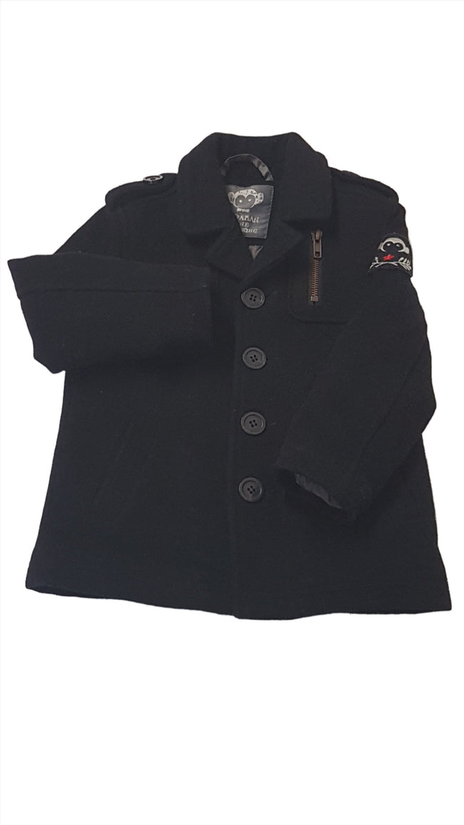 APPAMAN FINE TAILORING FEKETE,ELEGÁNS,MELEG KISFIÚ SZÖVETKABÁT 92-98 Hover Image