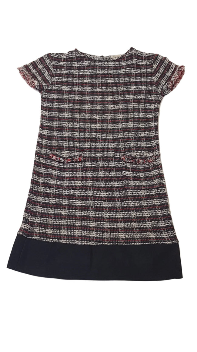 ZARA GIRLS KOCKÁS,KÉTOLDALT ZSEBES,TRENDI KISLÁNY SZÖVET RUHA 116 Hover Image