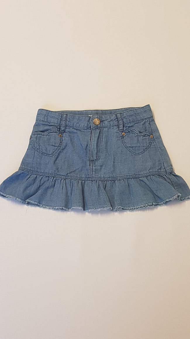 H&M FODROS ALJÚ,SZÍVECSKÉS,ZSEBES,FARMERHATÁSÚ SZOKNYA,ÁLLÍTHATÓ GUMIS DERÉKRÉSSZEL 104 Hover Image