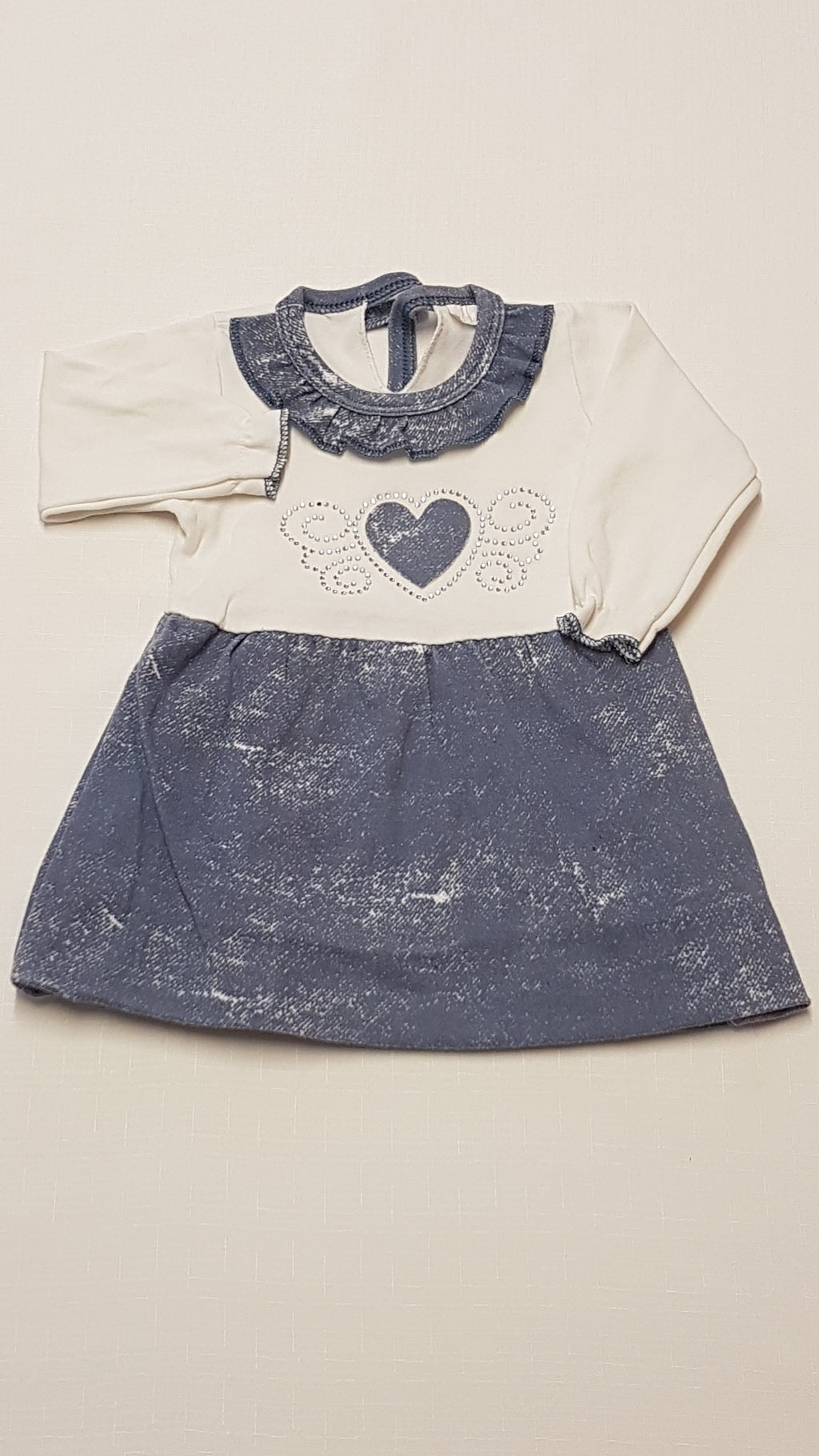 SZÍVECSKÉS,CSILLOGÓ KÖVES KISLÁNY PAMUT RUHA 68