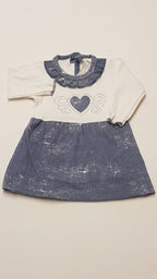 SZÍVECSKÉS,CSILLOGÓ KÖVES KISLÁNY PAMUT RUHA 68