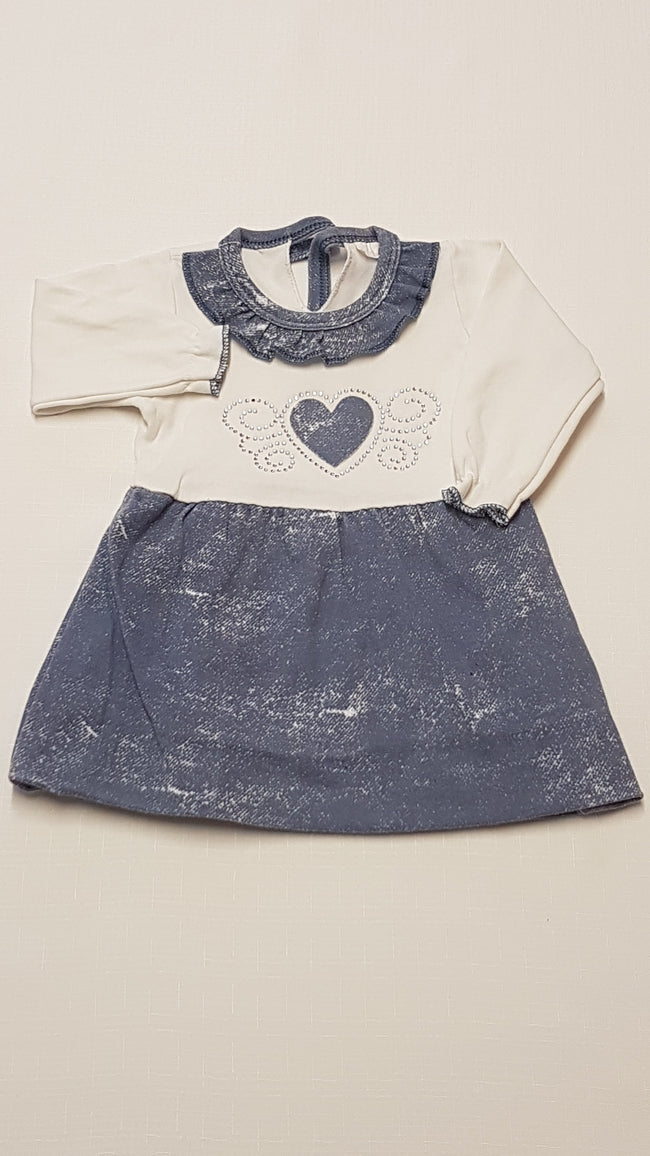 SZÍVECSKÉS,CSILLOGÓ KÖVES KISLÁNY PAMUT RUHA 68 Hover Image