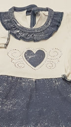 SZÍVECSKÉS,CSILLOGÓ KÖVES KISLÁNY PAMUT RUHA 68