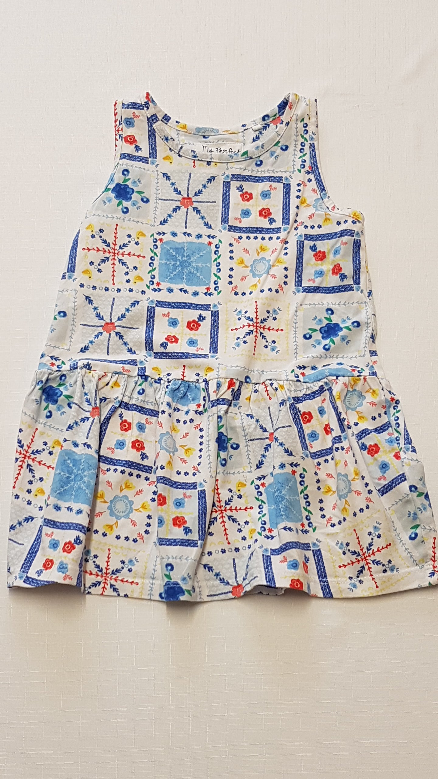 TU KIDS SZÍNES,MINTÁS KISLÁNY PAMUT RUHA 86-92