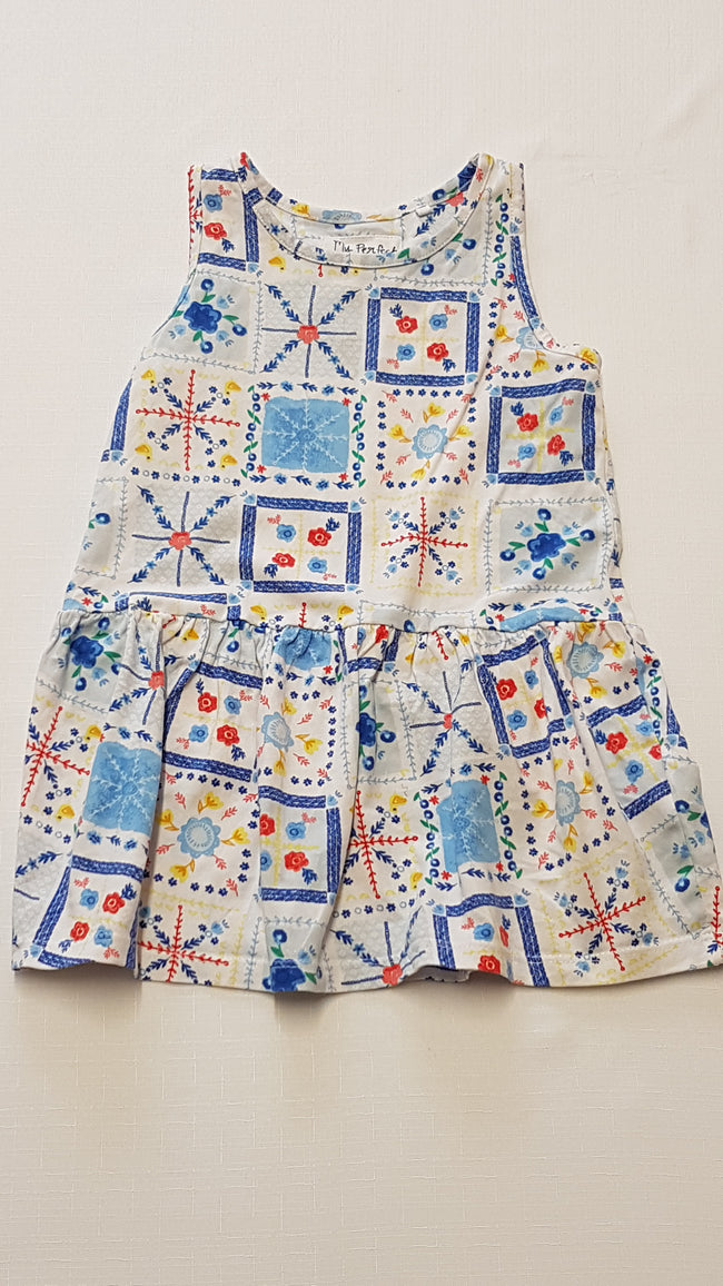 TU KIDS SZÍNES,MINTÁS KISLÁNY PAMUT RUHA 86-92 Hover Image