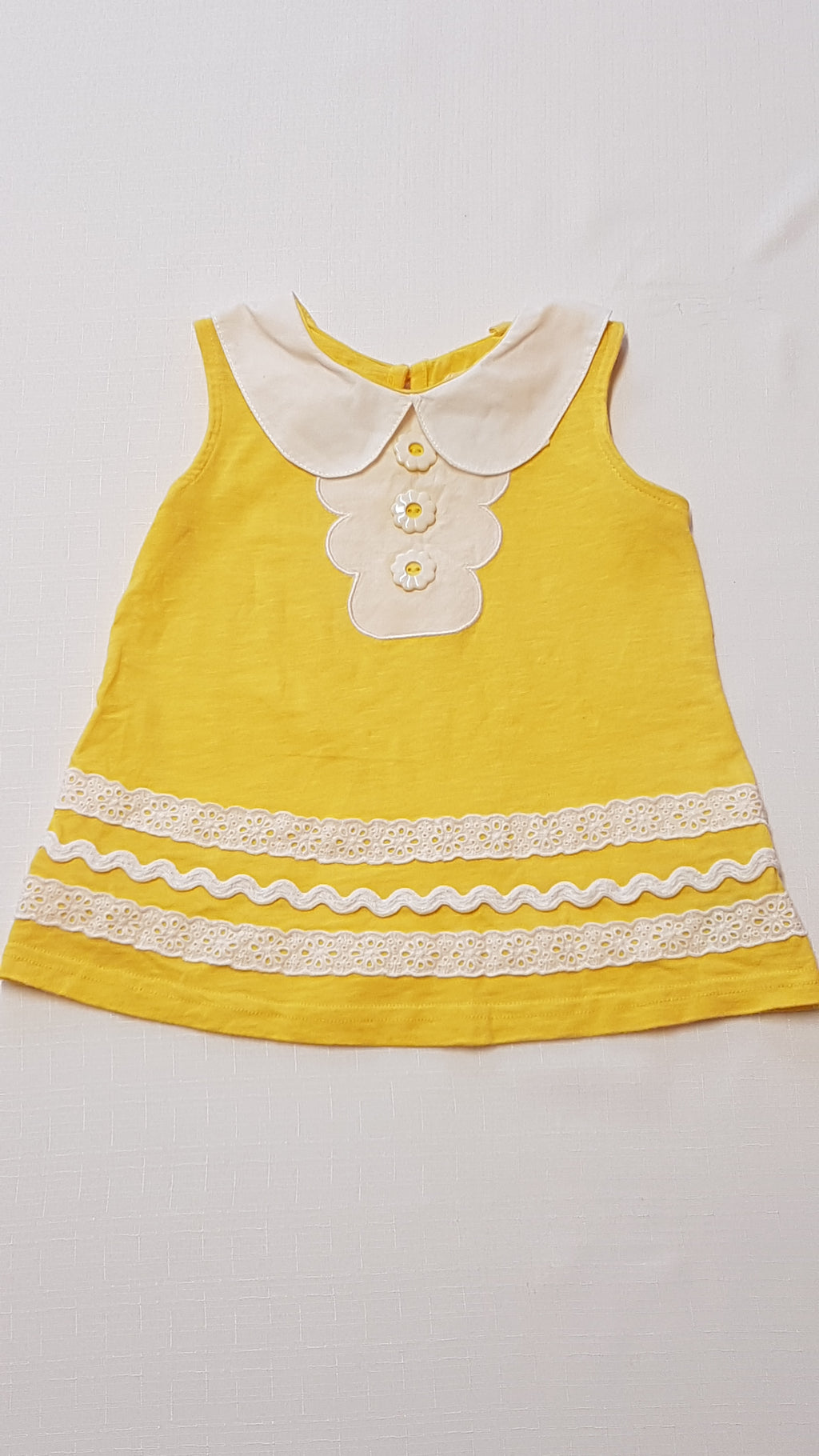 NEXT GYÖNYÖRŰ SZÉP,NAPSÁRGA,FEHÉR HÍMZETT KISLÁNY CSINI RUHA 80