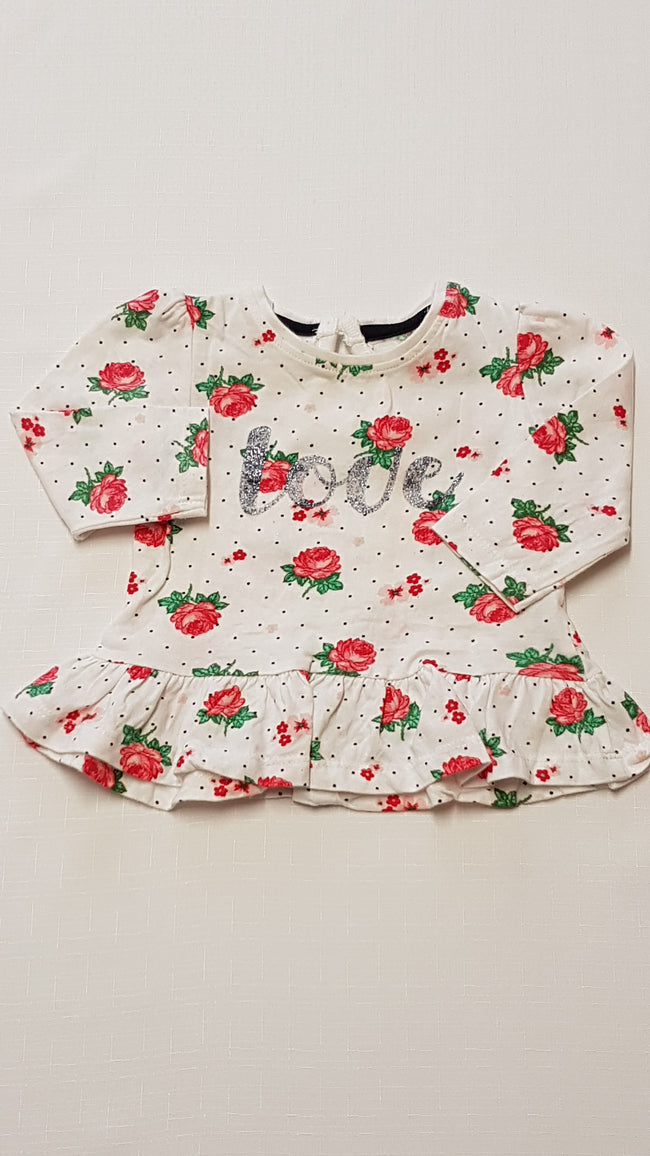 PRIMARK CSODASZÉP VIRÁGOS,FODROS KISLÁNY TUNIKA FELSŐ 68 Hover Image