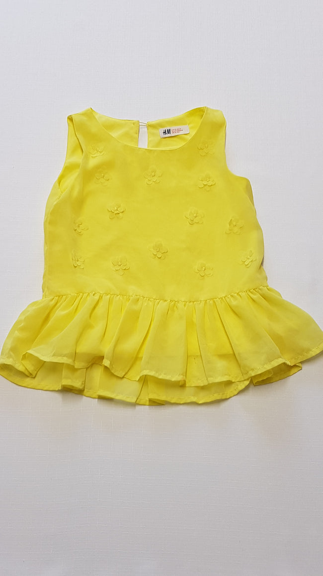 H&M NAPSÁRGA, 3D VIRÁGOS,CSINI KISLÁNY FELSŐ 122 Hover Image