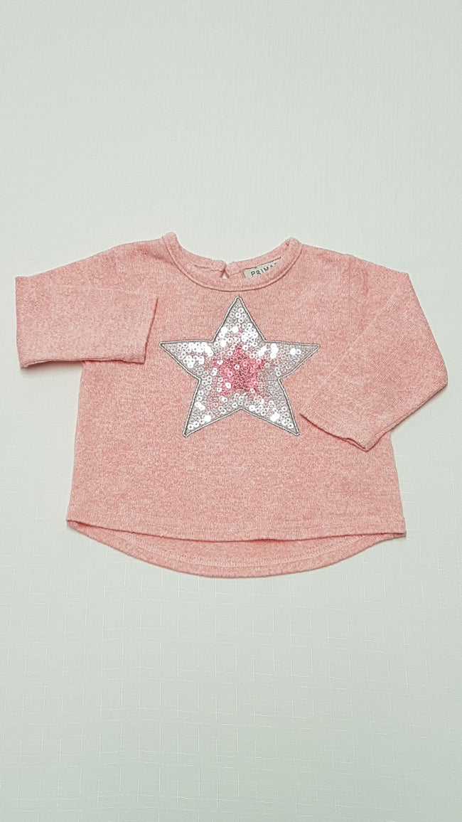 PRIMARK BABY FLITTERES,NAGY CSILLAG MINTÁS KISLÁNY PUHA PULÓVER 68 Hover Image