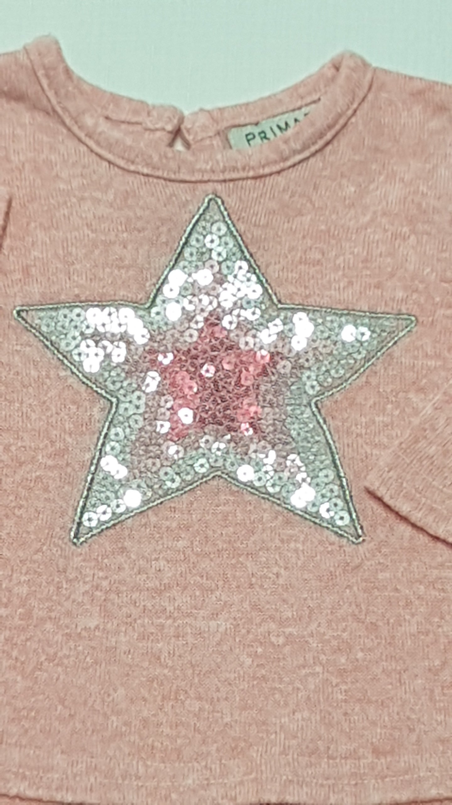 PRIMARK BABY FLITTERES,NAGY CSILLAG MINTÁS KISLÁNY PUHA PULÓVER 68