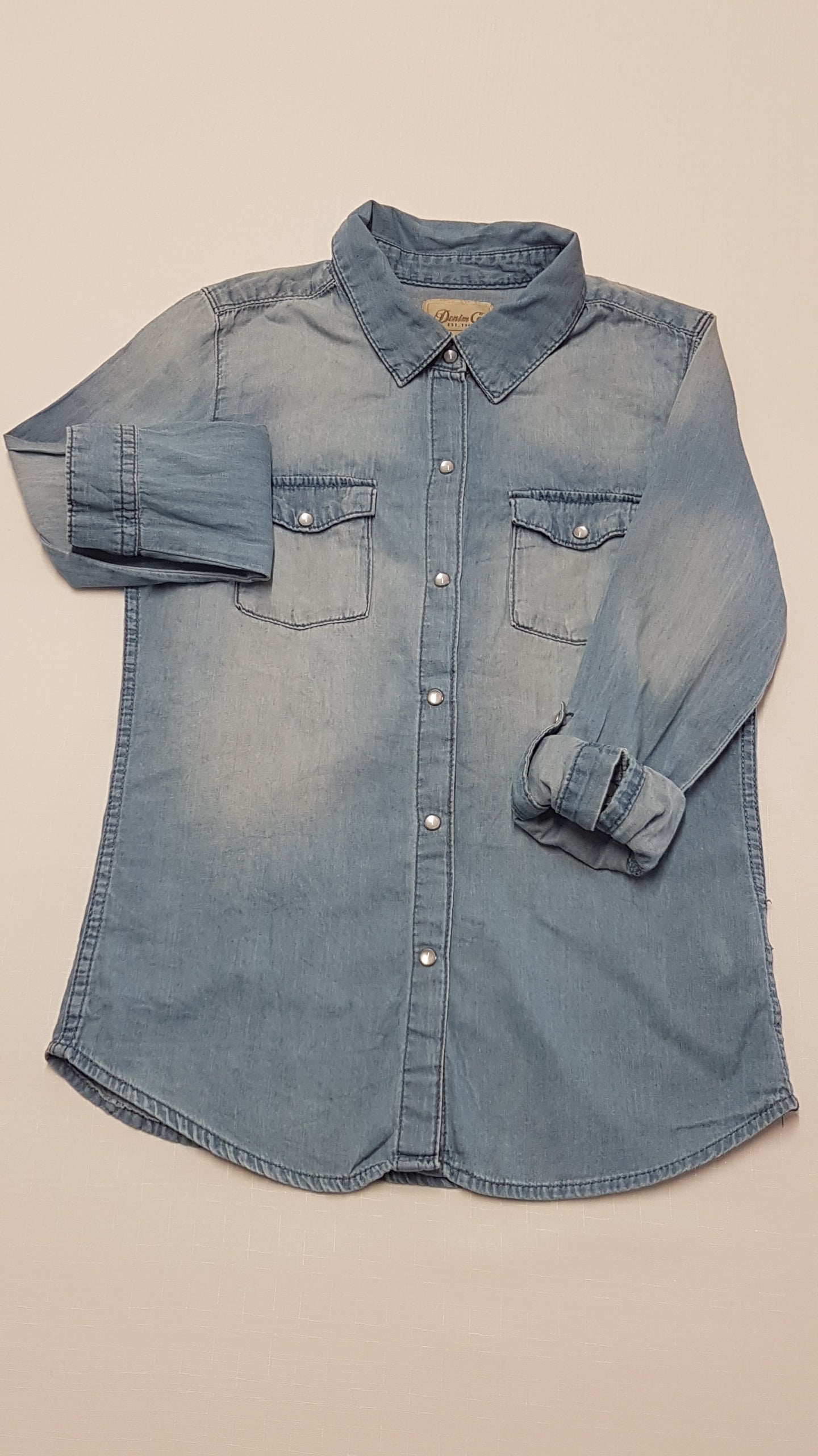 DENIM CO. KOPTATOTT,GYÖGYHÁZGOMBOS,PUHA FARMER KISLÁNY ING 134