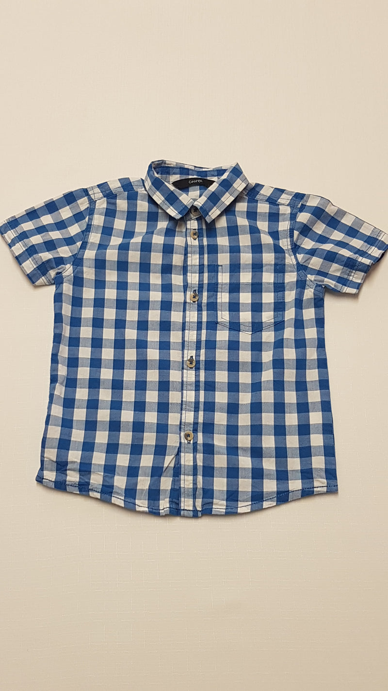 GEORGE KÉK-FEHÉR KOCKÁS,DIVATOS KISFIÚ ING 98-104