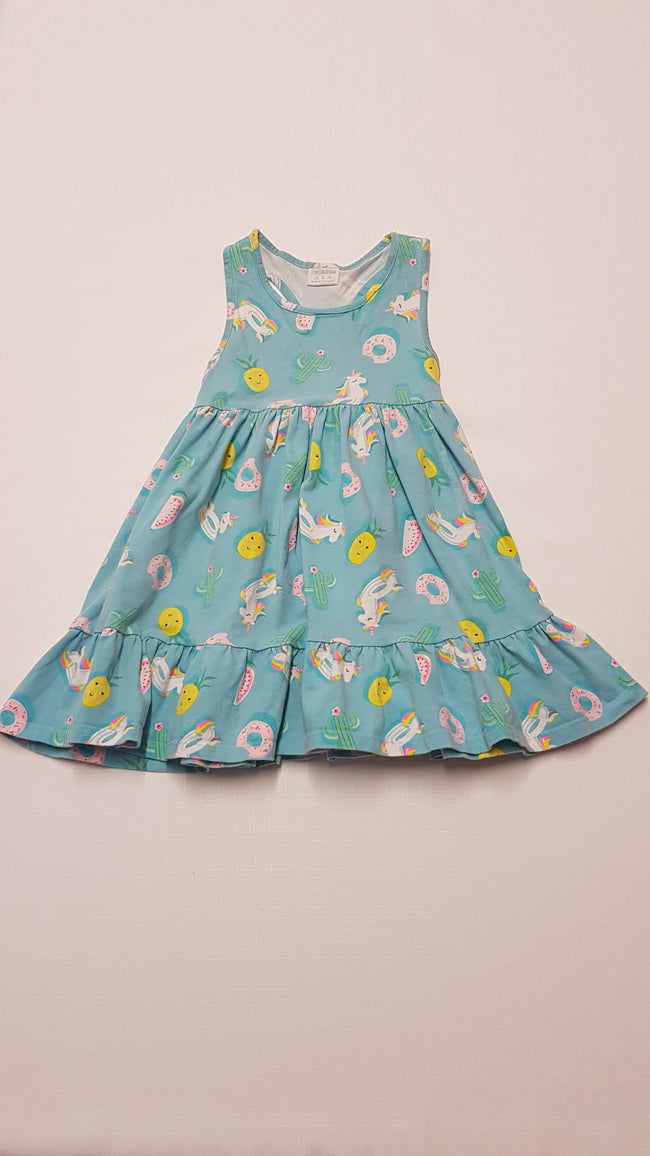 F&F KIDS ARANYOS,UNICORNOS KISLÁNY PAMUT RUHA 104 Hover Image