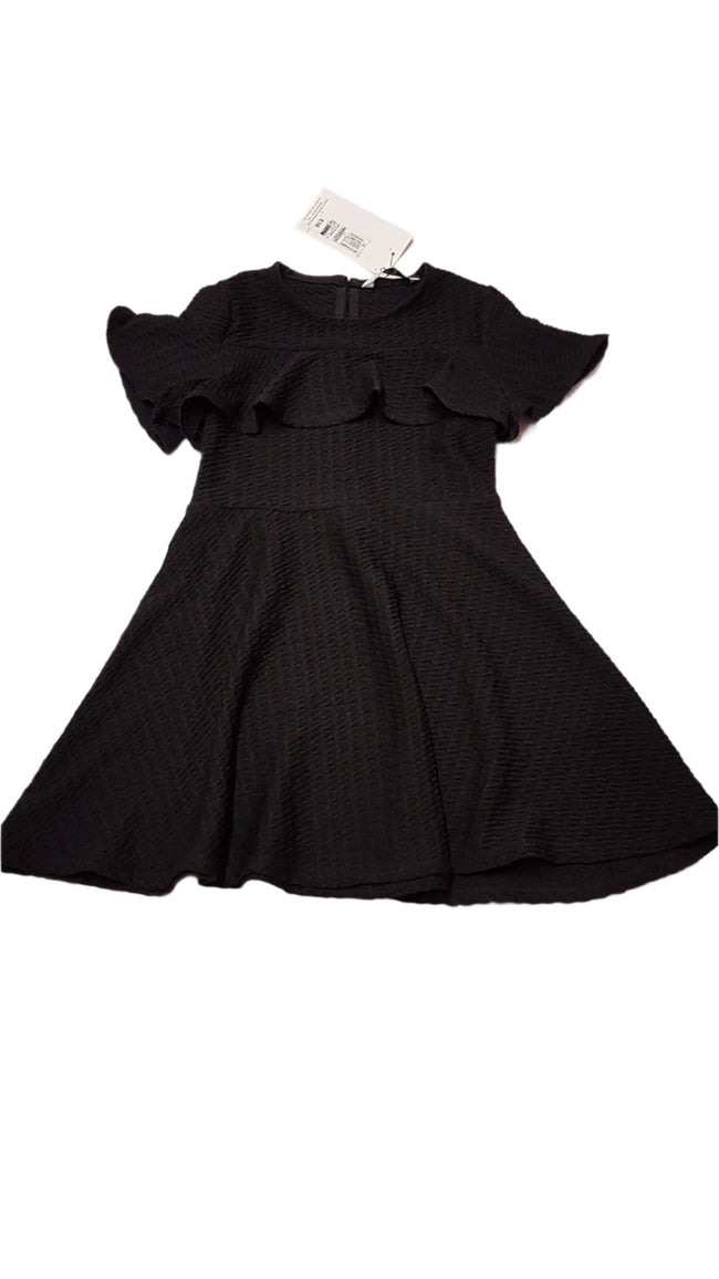 CÍMKÉS M&S KIDS FEKETE,NYOMOTT MINTÁS,ALKALMI KISLÁNY RUHÁCSKA 110 Hover Image