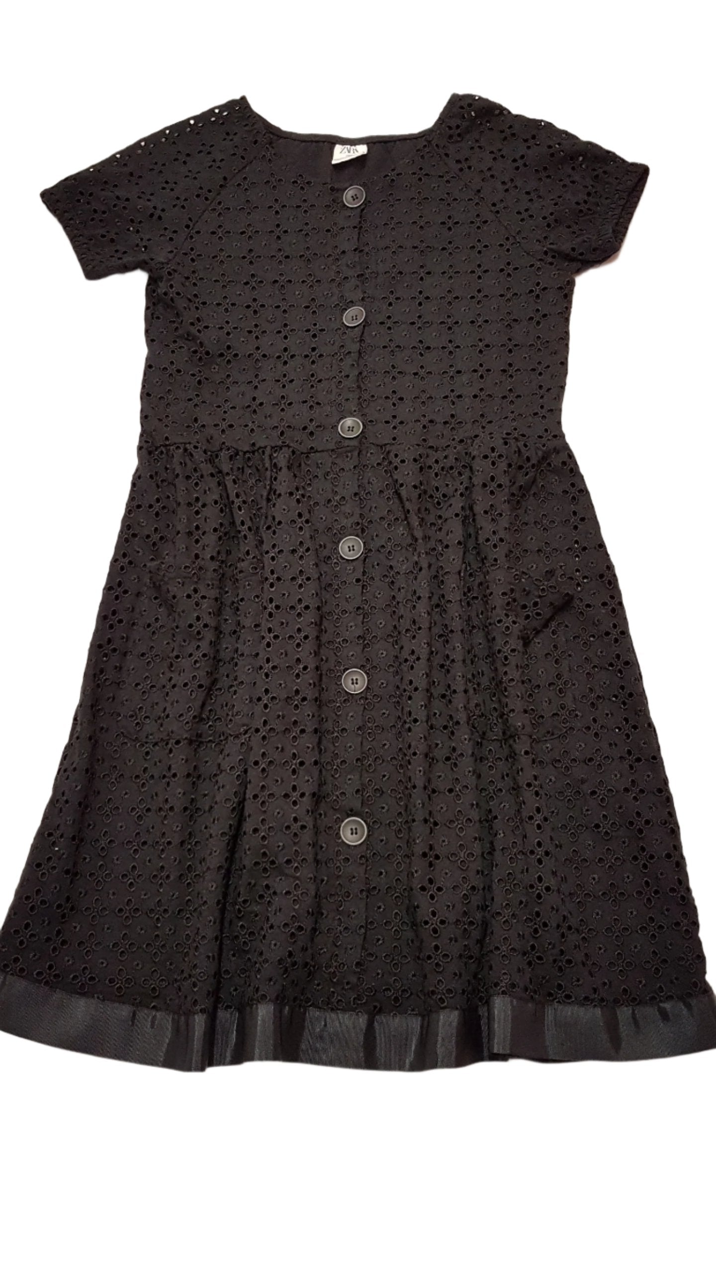 ZARA KIDS FEKETE SZÍNŰ,MADEIRÁS,ELÖL GOMBOS KISLÁNY CSINI RUHA 164