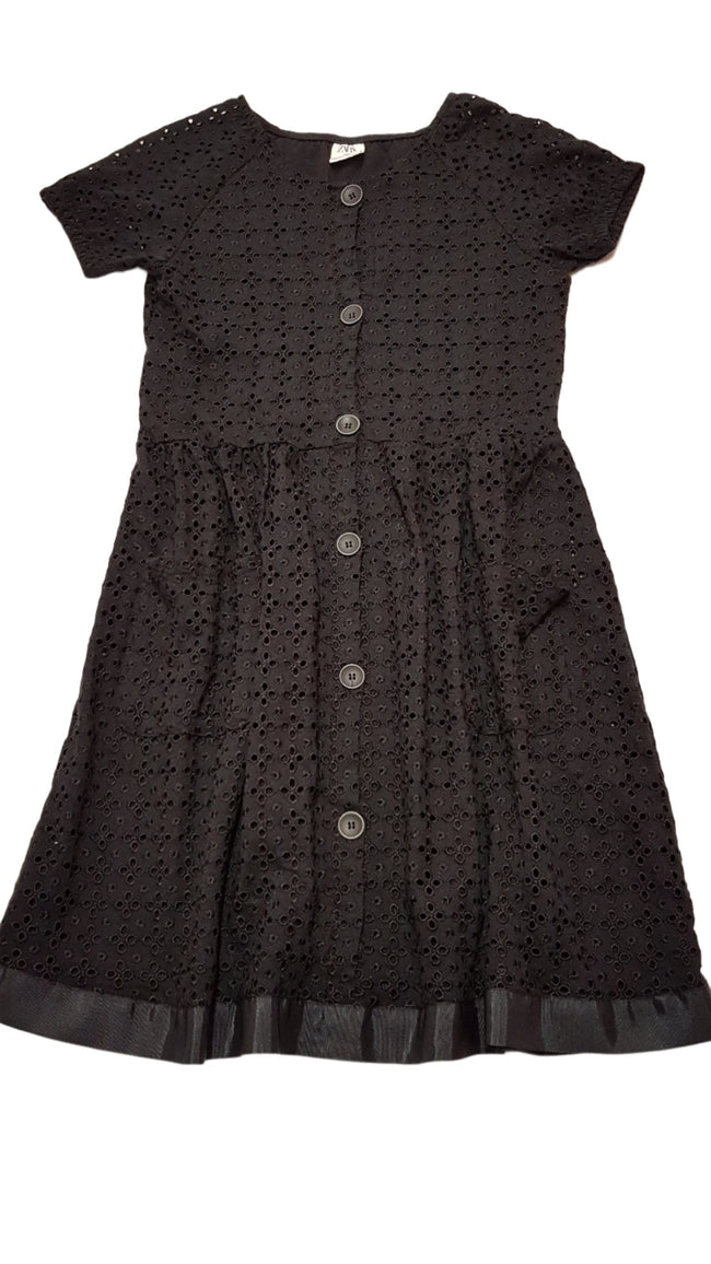 ZARA KIDS FEKETE SZÍNŰ,MADEIRÁS,ELÖL GOMBOS KISLÁNY CSINI RUHA 164 Hover Image
