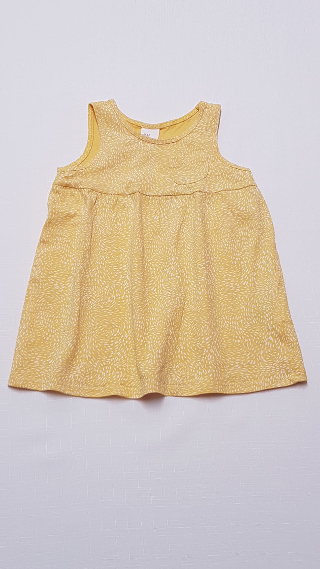 ÚJ H&M NAPSÁRGA SZÍNŰ,KISLÁNY PAMUT RUHÁCSKA 74 Hover Image