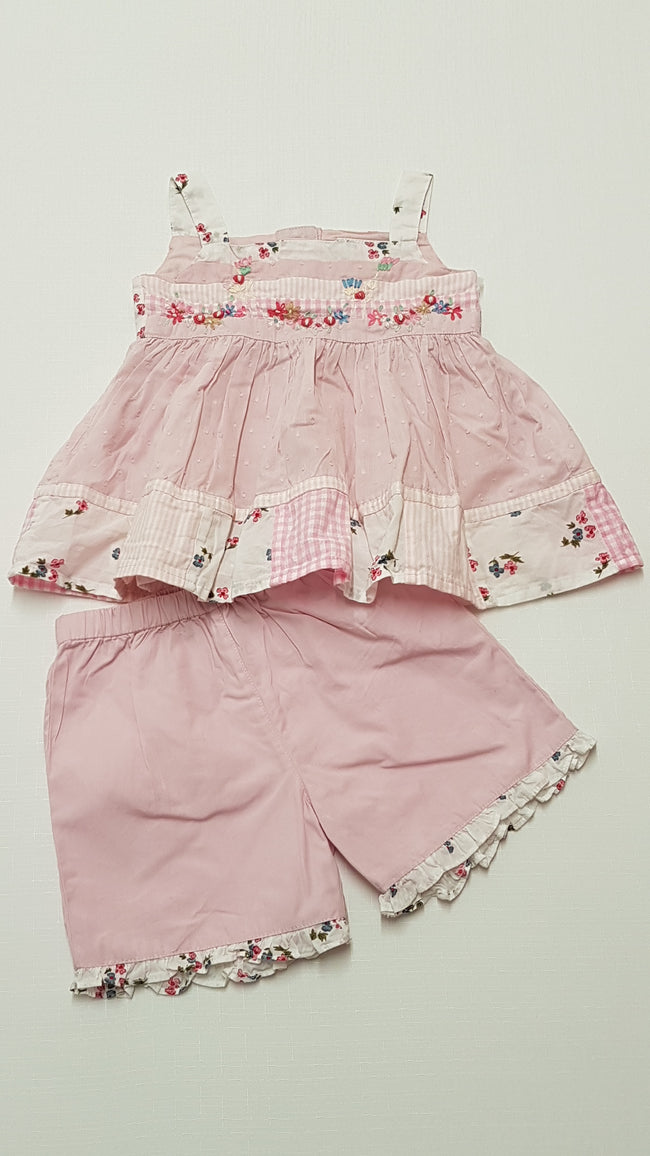 NEXT CUKI,RÓZSASZÍN,SZÍNES HÍMZETT VIRÁGOS KISLÁNY SZETT 74 Hover Image