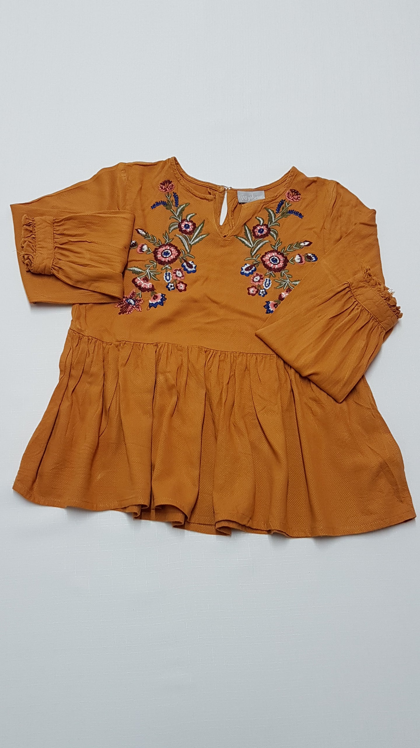 MATALAN MUSTÁR SZÍNŰ,HÍMZETT KISLÁNY TUNIKA FELSŐ 152