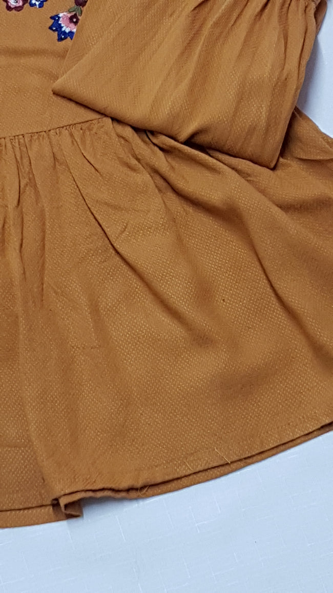MATALAN MUSTÁR SZÍNŰ,HÍMZETT KISLÁNY TUNIKA FELSŐ 152 Main Image