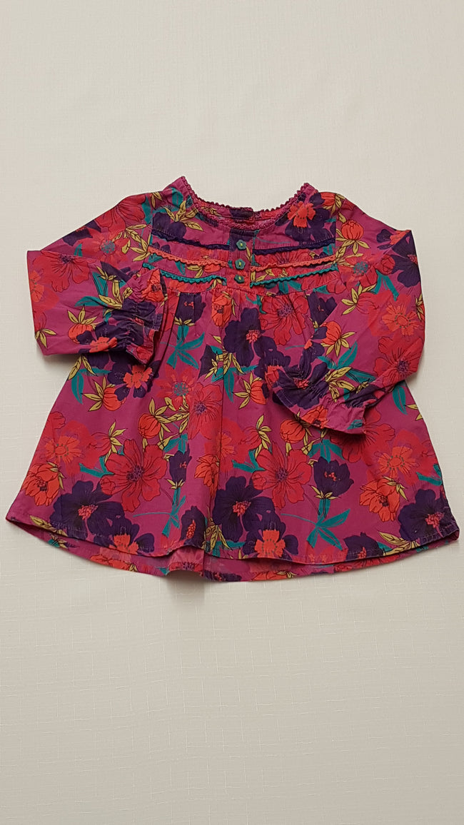 M&S GYÖNYÖRŰ SZÉP,SZÍNES VIRÁGOS KISLÁNY TUNIKA RUHA 74 Hover Image