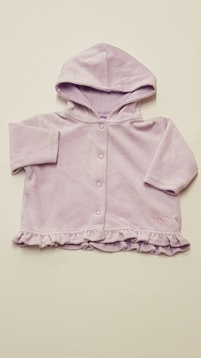 NEXT LILA SZÍNŰ,FODROS ALJÚ,KAPUCNIS KISLÁNY PLÜSS PULÓVER 62 Hover Image