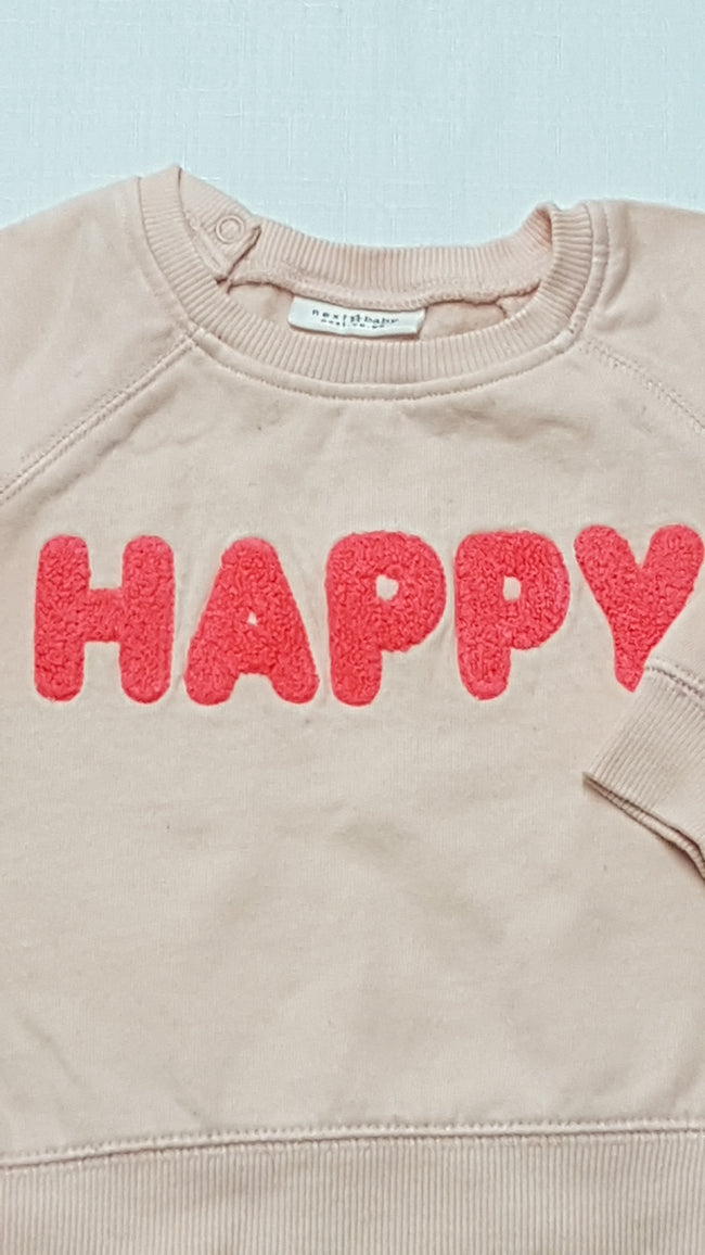 NEXT HAPPY FELIRATÚ DOMBORMINTÁS KISLÁNY PULÓVER 74 Main Image