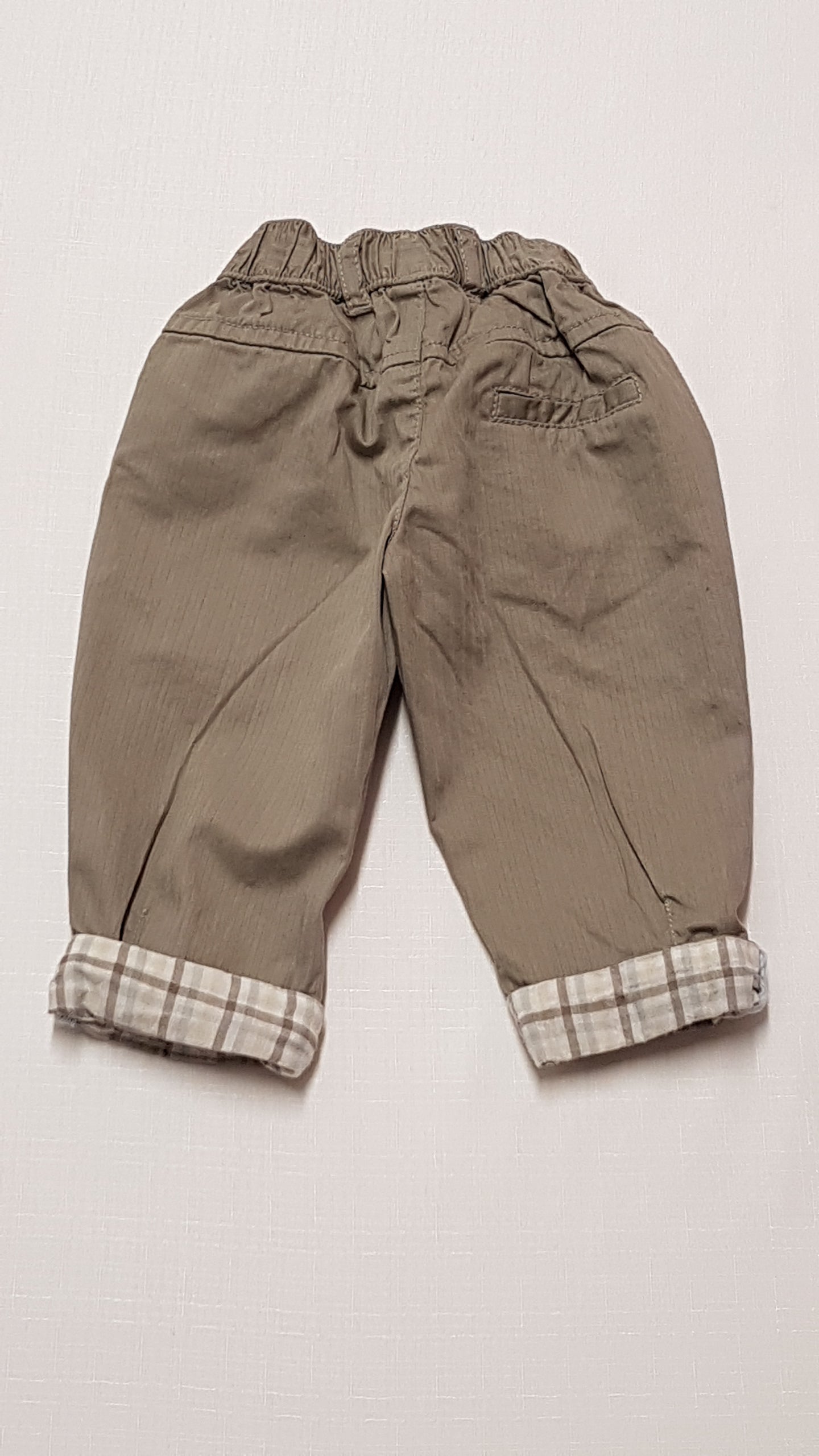 ÚJ VERTBAUDET KEKI SZÍNŰ,GUMIS DEREKÚ KISFIÚ DIVATNADRÁG 68