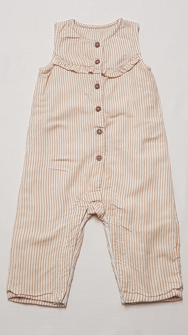 M&S KIDS ELÖL GOMBOS,FODROS,VÉKONY CSÍKOS KISLÁNY PLAYSUIT 74 Hover Image