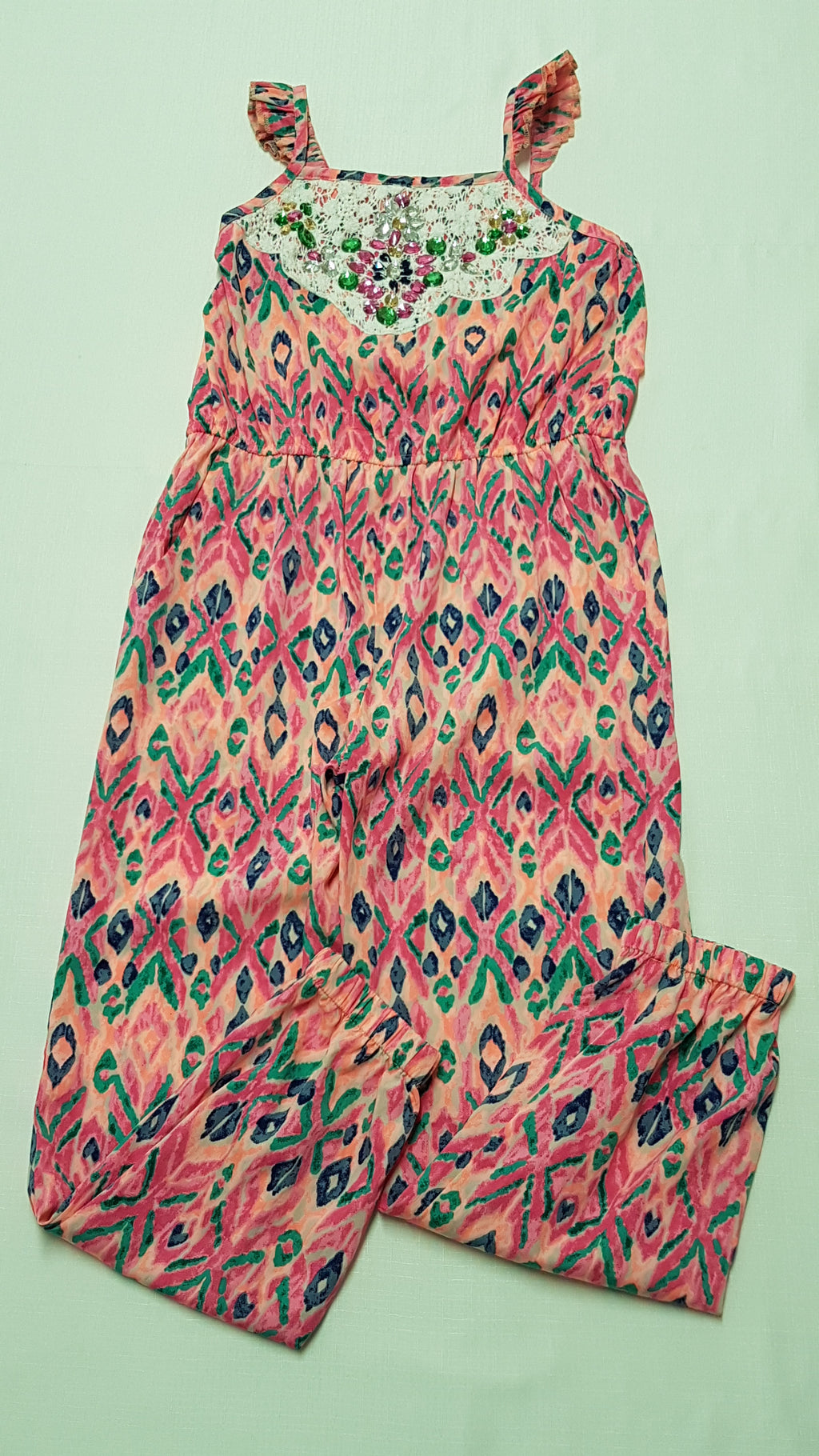 ÚJ GEORGE SZÍNES KÖVES-SZÍNŰ,LENGE KISLÁNY PLAYSUIT 122-128