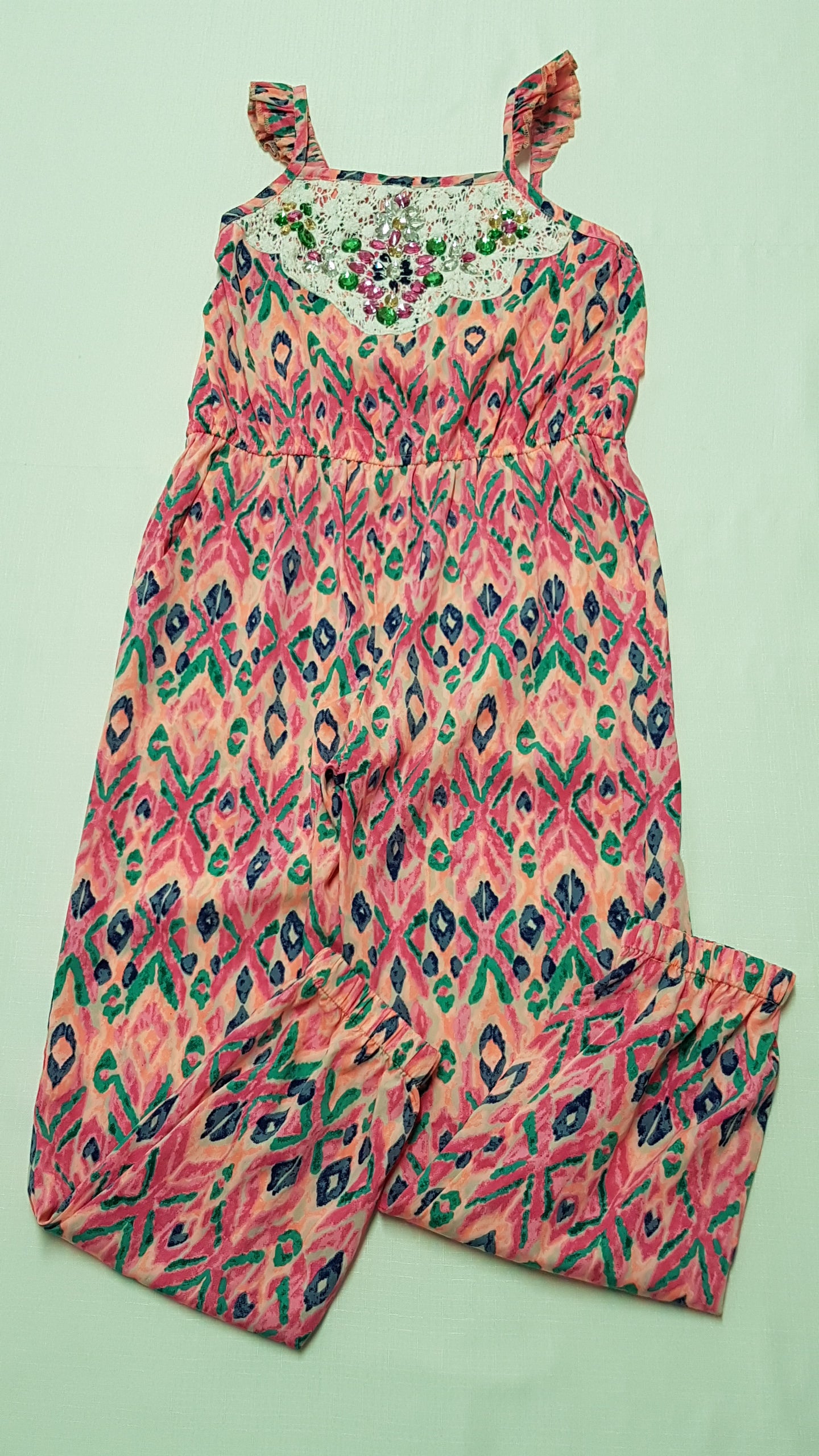 ÚJ GEORGE SZÍNES KÖVES-SZÍNŰ,LENGE KISLÁNY PLAYSUIT 122-128