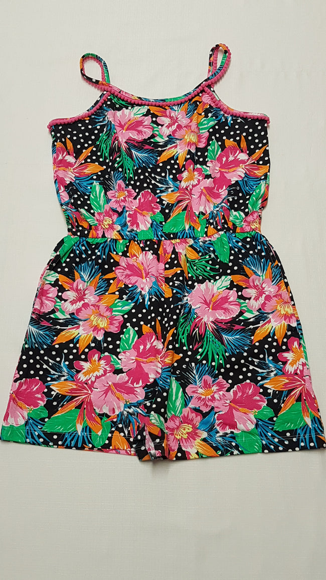 MATALAN GYÖNYÖRŰ SZÉP PÁNTOS,HAWAII MINTÁS,RÖVIDNADRÁGOS KISLÁNY PLAYSUIT 152 Hover Image