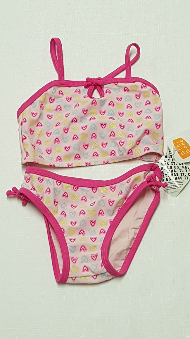 CÍMKÉS MINI MODE CSAJOS,APRÓ SZÍVECSKÉS,MINŐSÉGI KISLÁNY BIKINI 80-86 Hover Image
