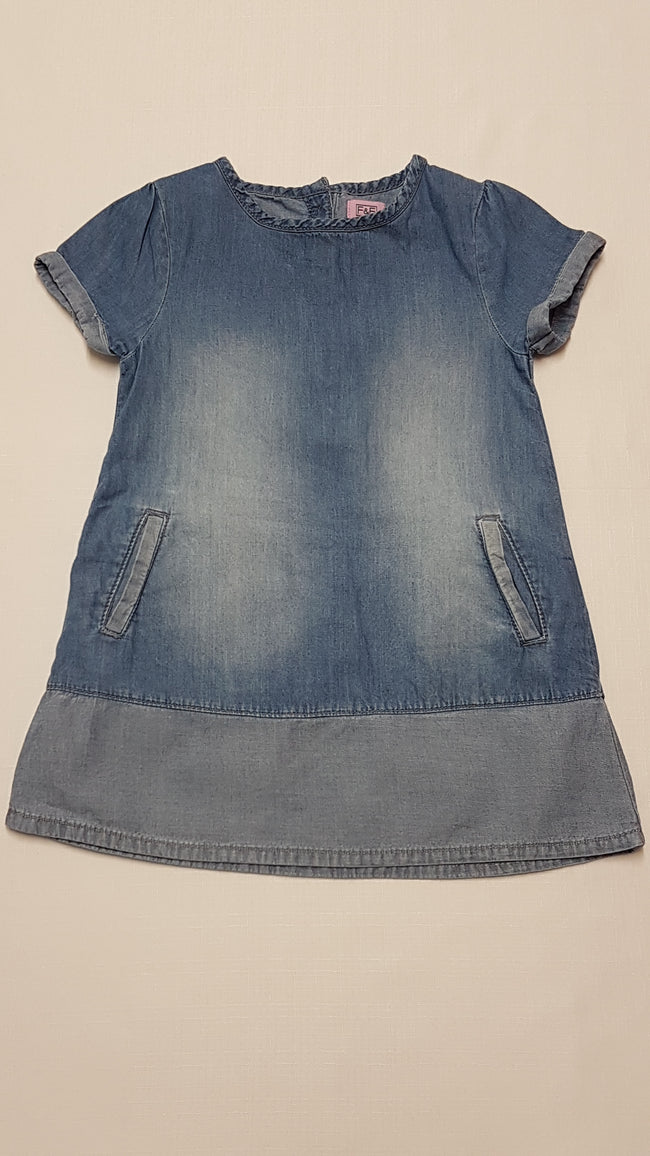 F&F KIDS KÉTOLDALT ZSEBES,KOPTATOTT KISLÁNY FARMER RUHA 98 Hover Image