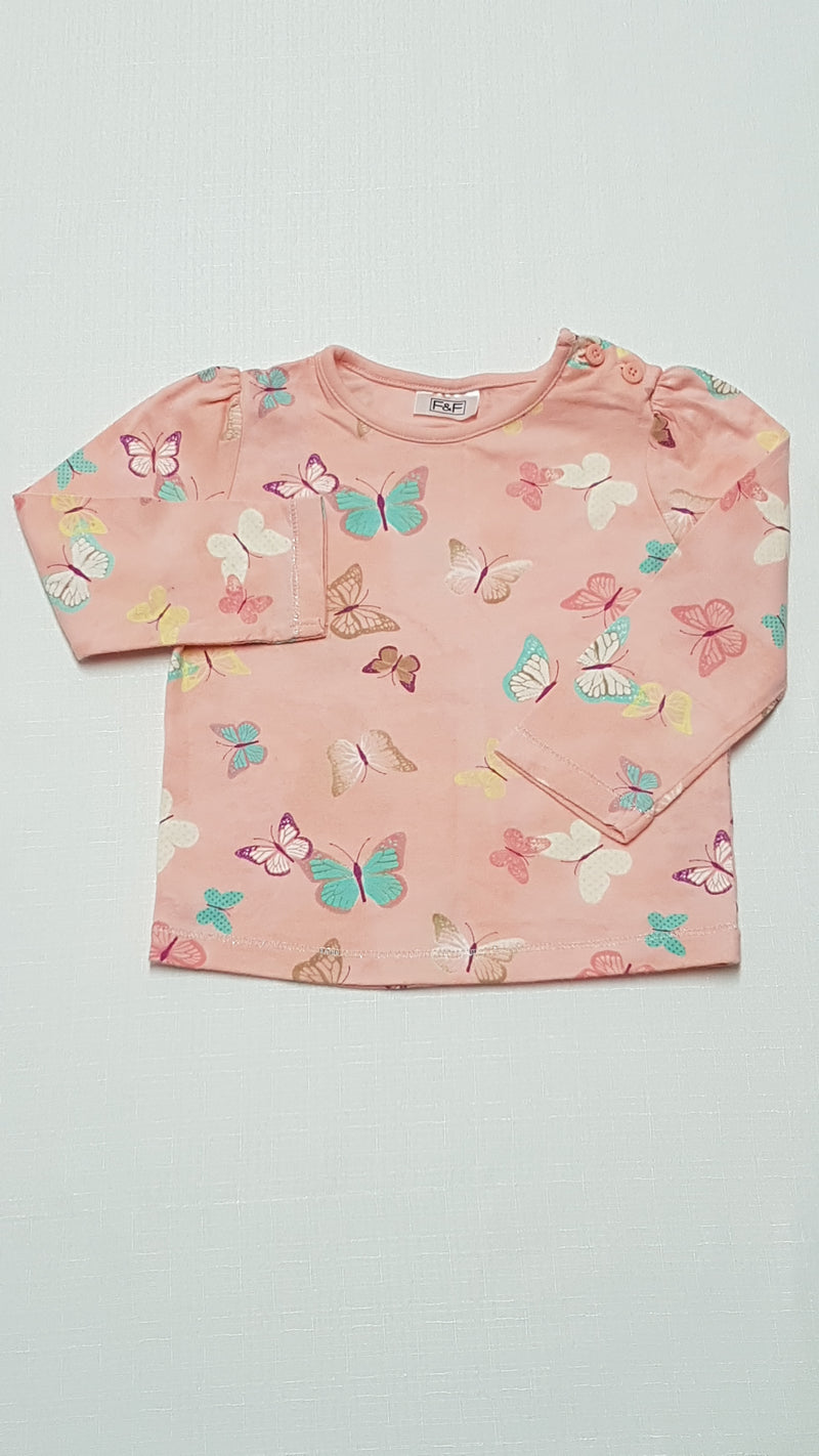 F&F KIDS SZÍNES,PILLANGÓS,CSODASZÉP KISLÁNY FELSŐ 74