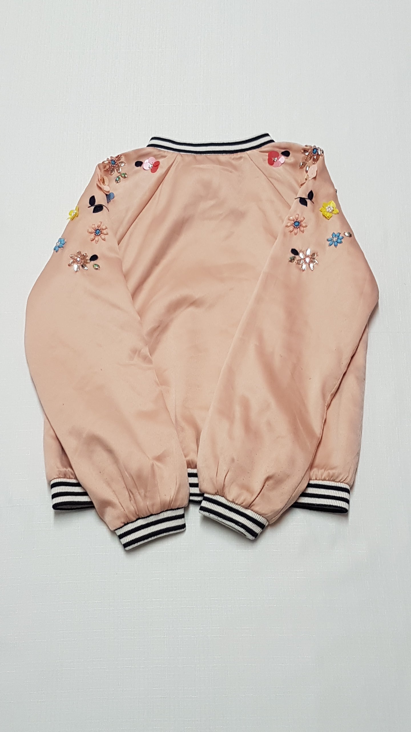M&S KIDS PÚDERSZÍNŰ,SZÍNES KÖVES KISLÁNY DIVATDZSEKI 128