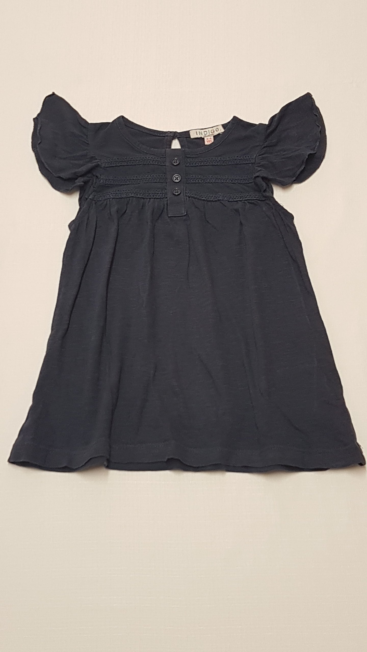 INDIGO COLLECTION SÖTÉTKÉK,VÁLLRÉSZNÉL FODROS,KISLÁNY TUNIKA FELSŐ 104