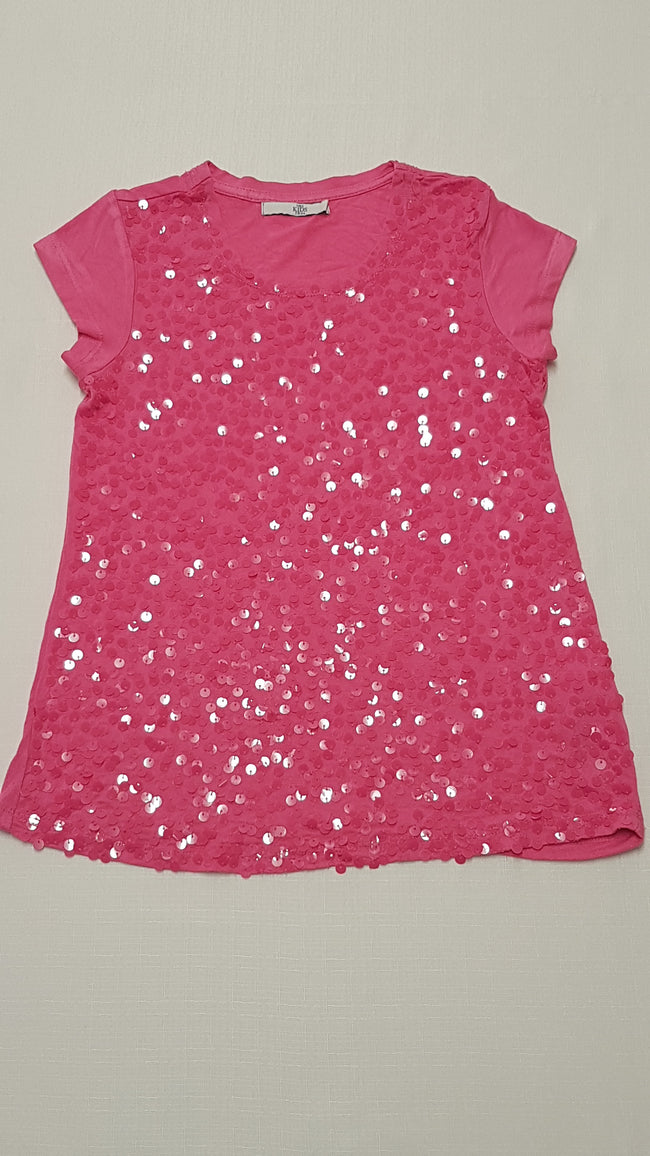 M&S KIDS CSODÁLATOS,FLITTERES,PINK SZÍNŰ KISLÁNY DIVAT PÓLÓ 128 Hover Image