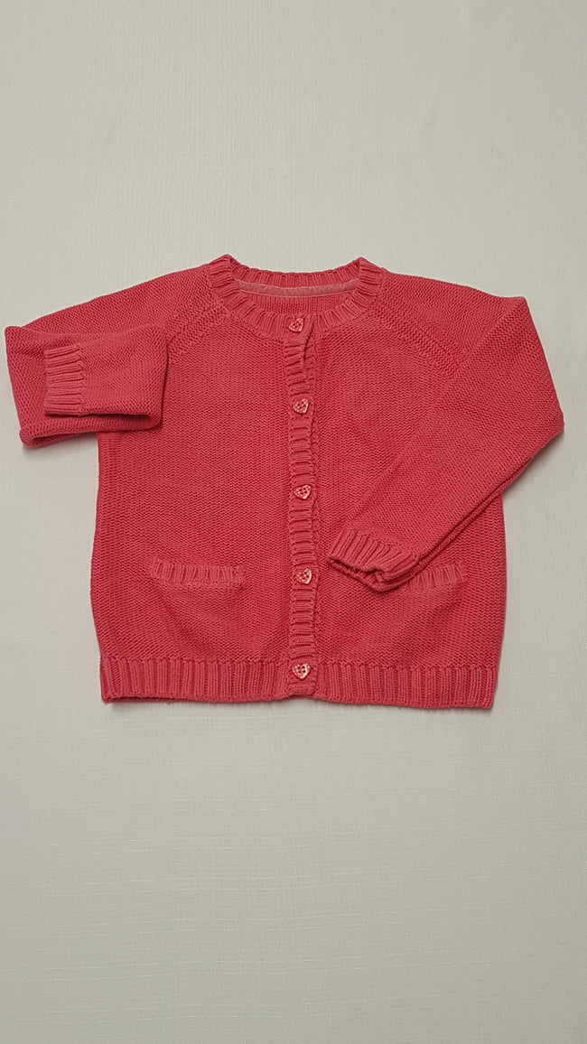 MOTHERCARE VASTAG KÖTÉSŰ,SZÍVECSKÉS GOMBOS KISLÁNY KARDIGÁN 104 Hover Image