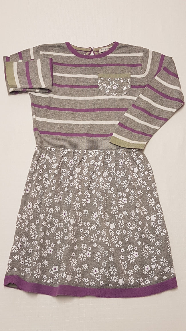 INDIGO COLLECTION CSÍKOS,VIRÁGMINTÁS,KÖTÖTT KISLÁNY RUHA 122 Hover Image