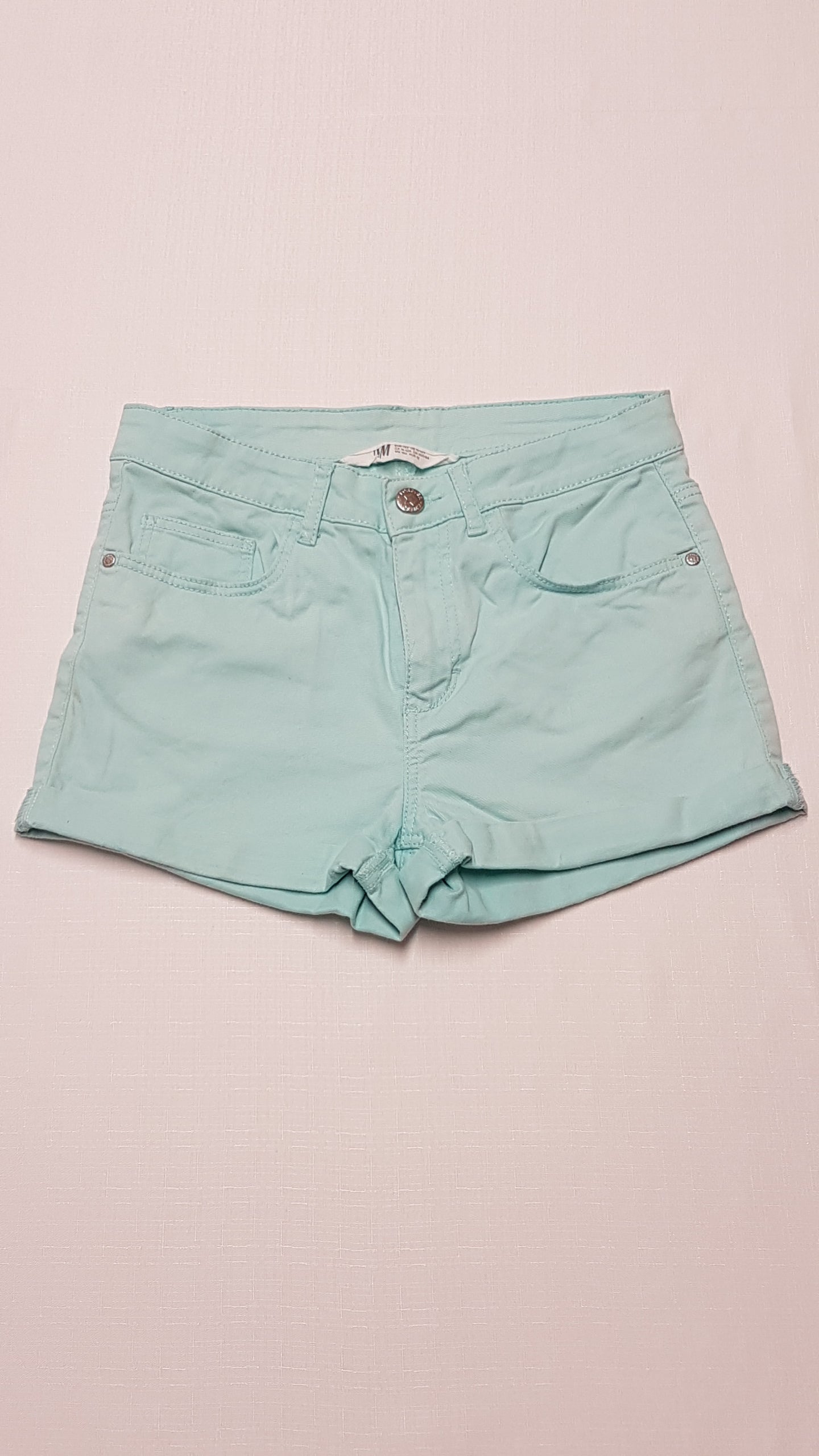 H&M MENTA SZÍNŰ,TRENDI KISLÁNY FARMER RÖVIDNACI 152